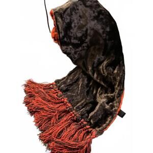 Kenneth Cole Reversible Velvet Silk Scarf with Fringe